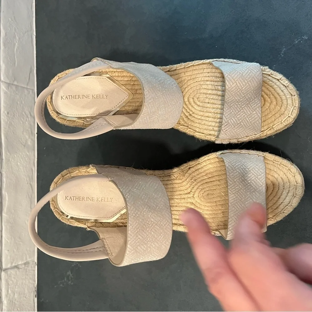 NWOT Katherine Kelly sz 8.5 Orla leather wedge espadrille sandals